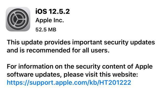 港口镇苹果手机维修分享iOS12.5.2发布，建议所有老苹果用户安装 